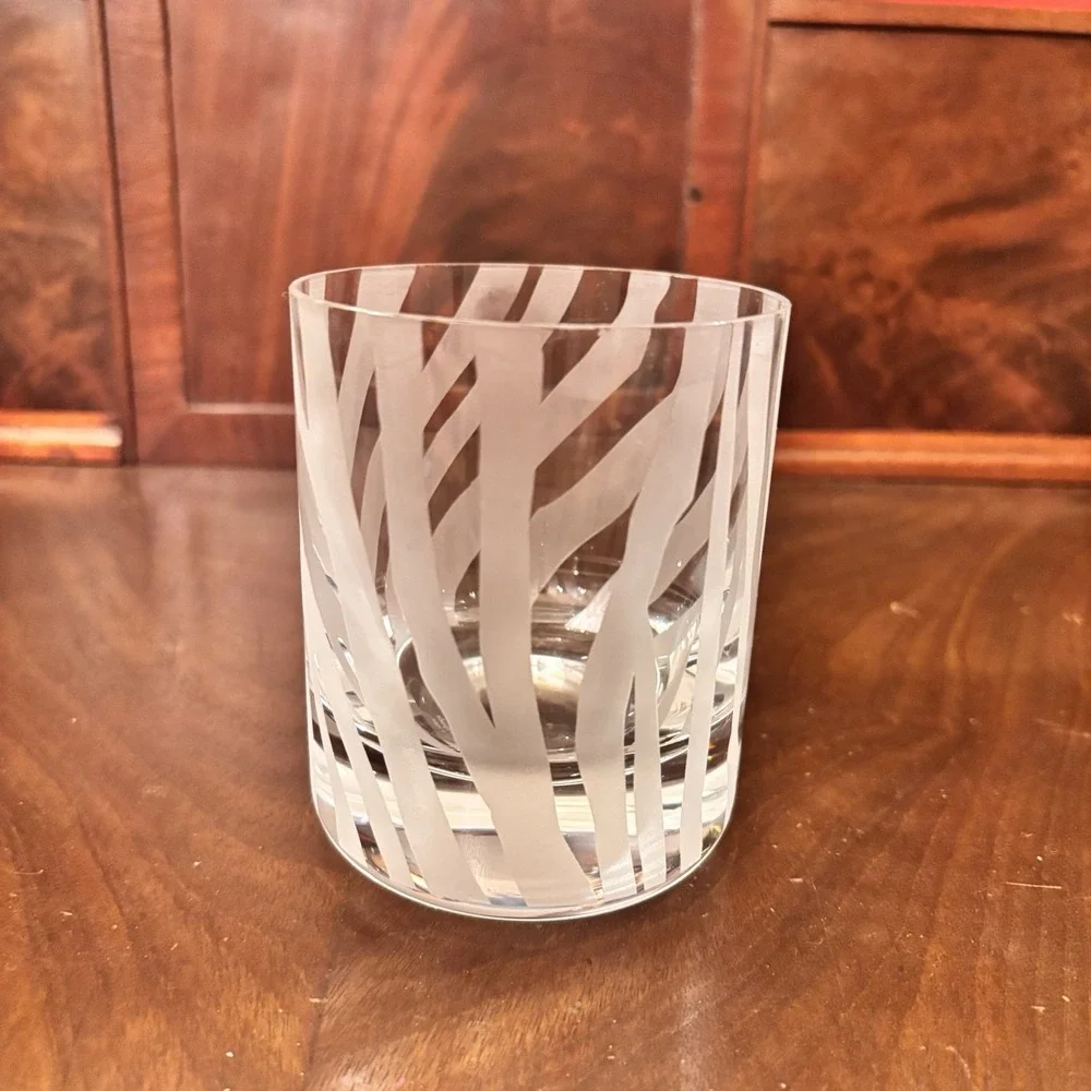 Kate Spade Lenox Banyan Stripe Double Old Fashioned Glasses Zebra Set of 4